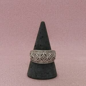 Zales Sterling Silver Diamond Openwork Geometric Ring Size 10.25